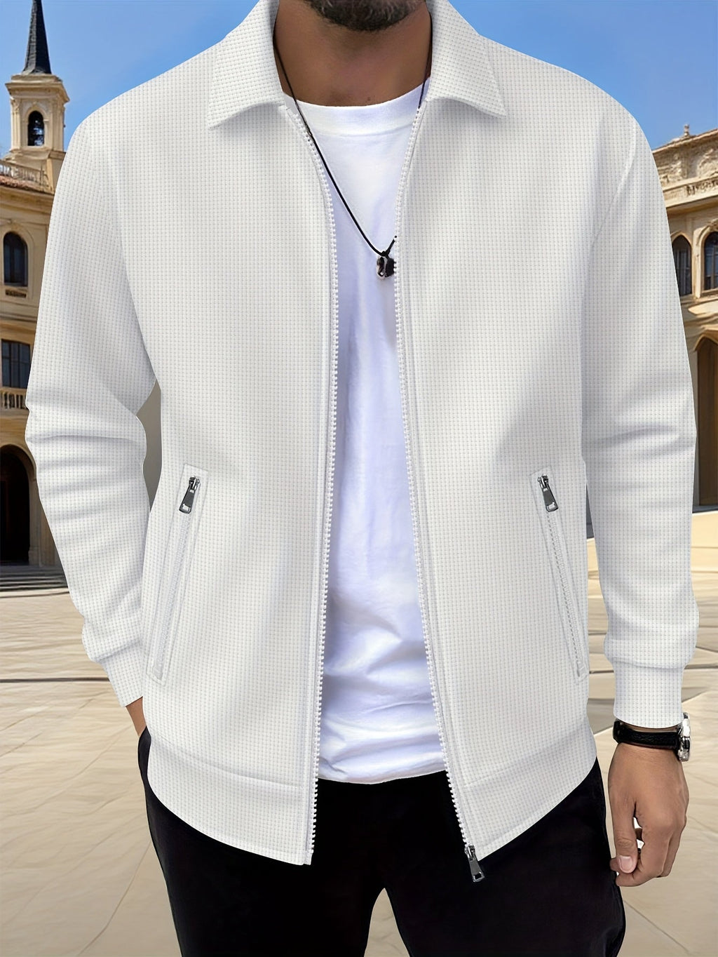 Men's Sports Lapel Zip Jacket-Jacket-Azzella London