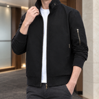 Men's Stand Collar Jacket Woven Black 1-Azzella London
