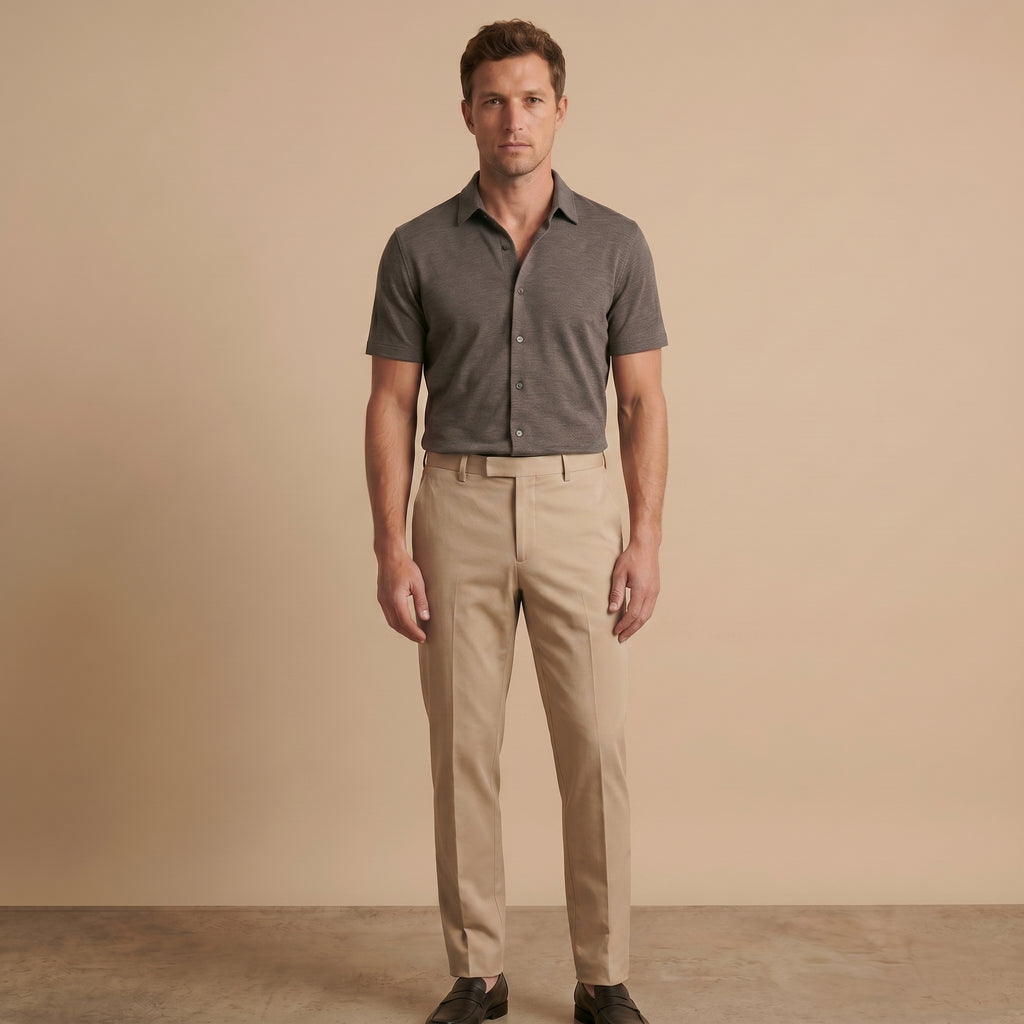 Men's Stretch Straight-Leg Trousers-Azzella London