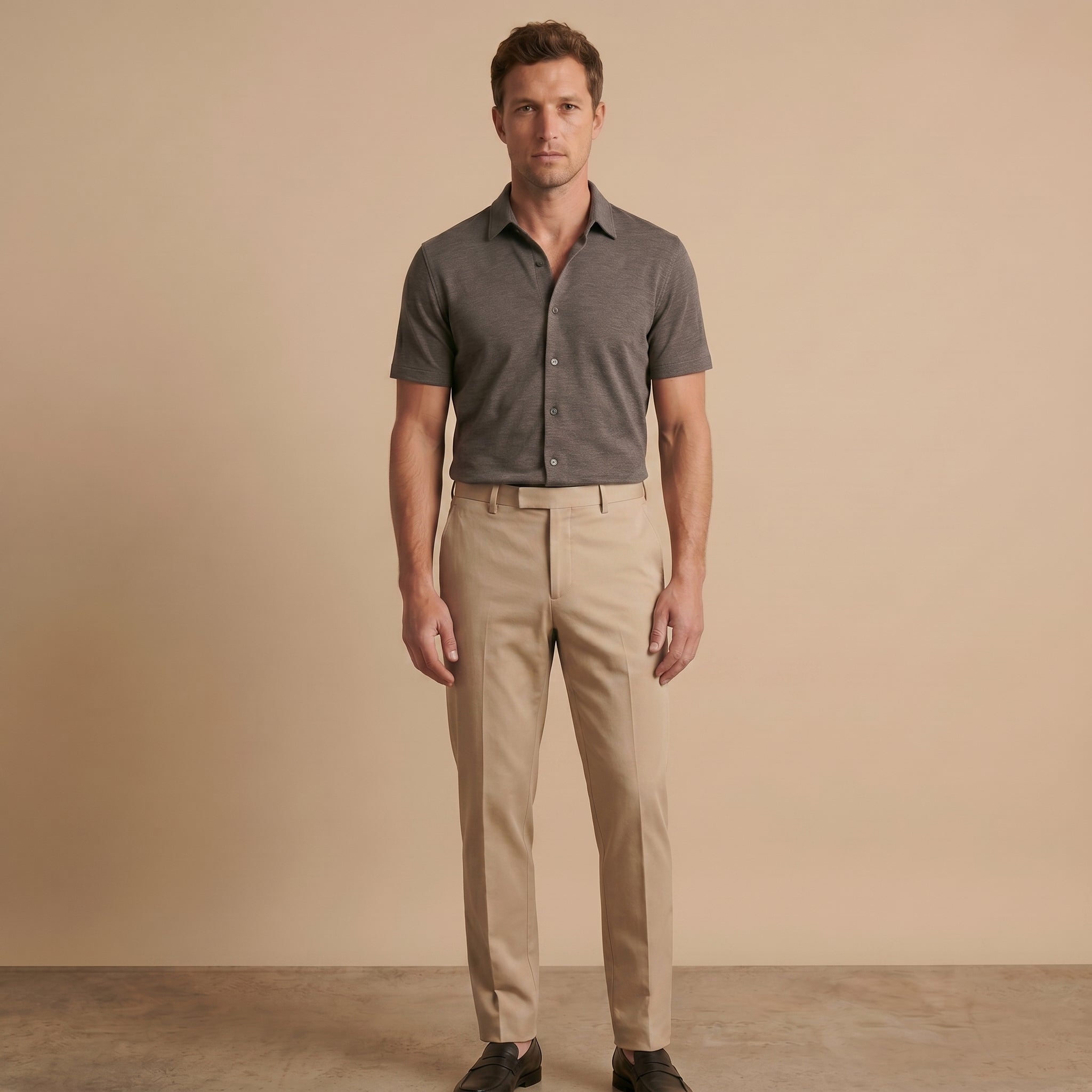 Men's Stretch Straight-Leg Trousers-Azzella London