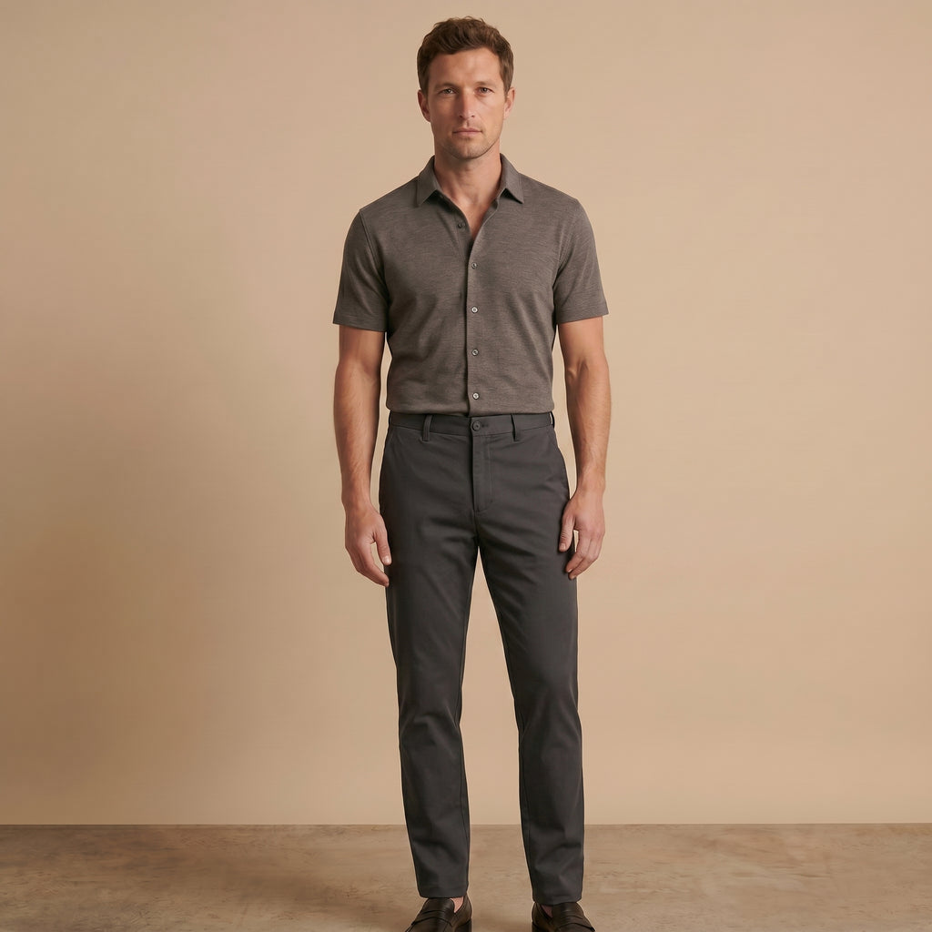 Men's Stretch Straight-Leg Trousers-Azzella London
