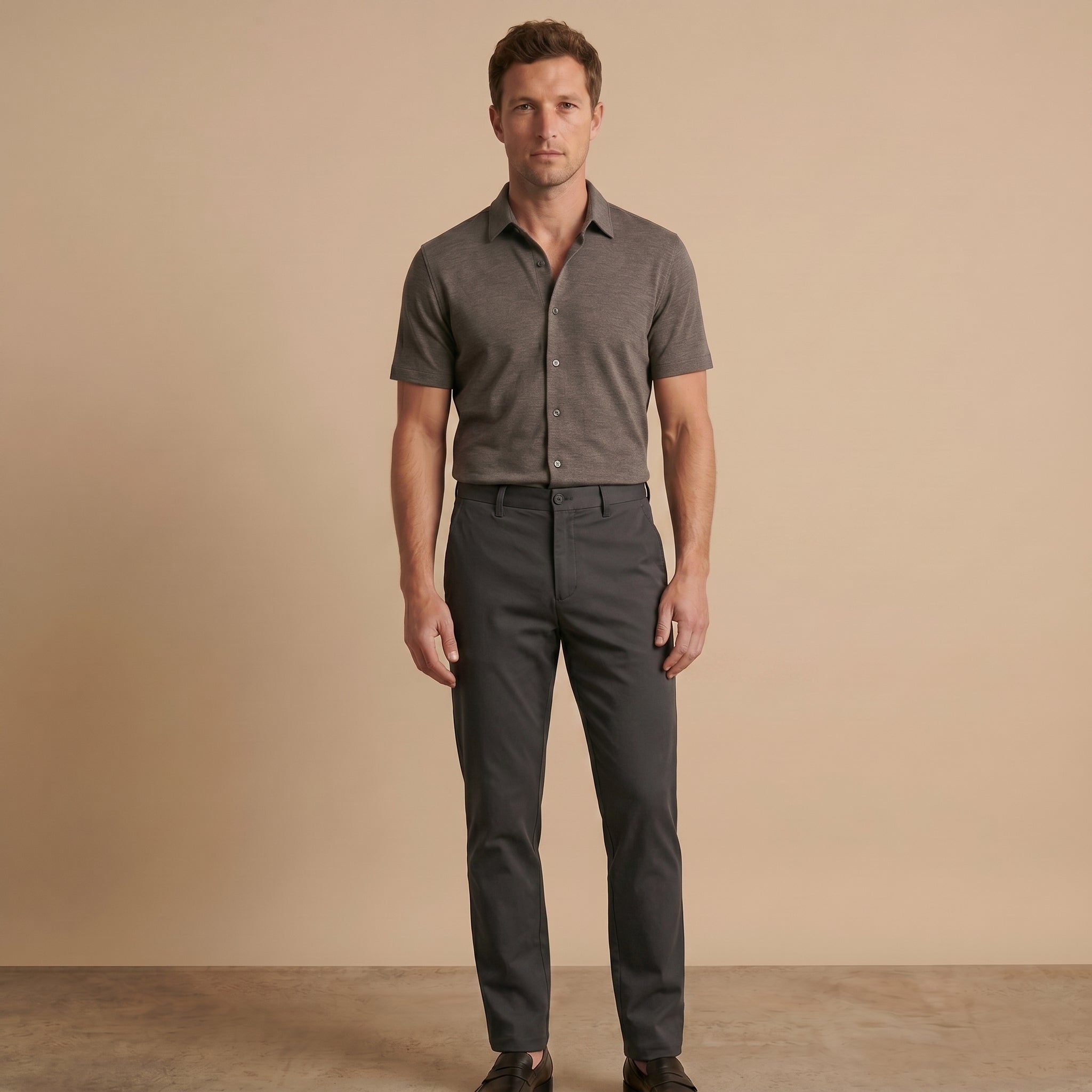 Men's Stretch Straight-Leg Trousers-Azzella London