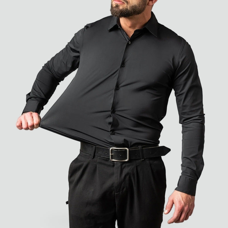 Men's Stretch Wrinkle Shirt-Azzella London