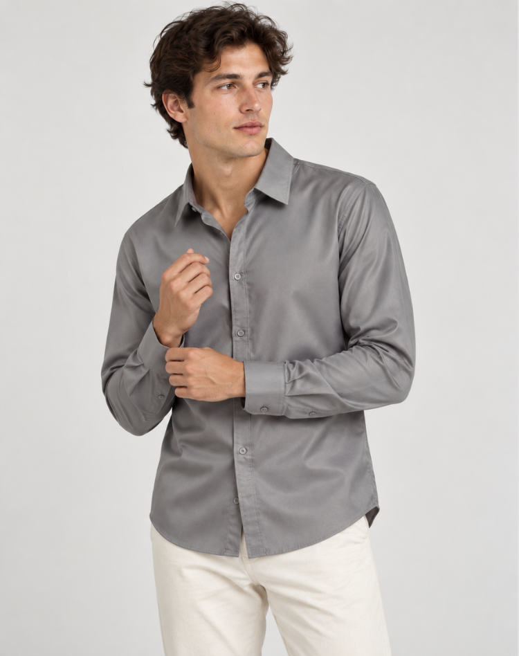 Men's Stretch Wrinkle Shirt-Azzella London