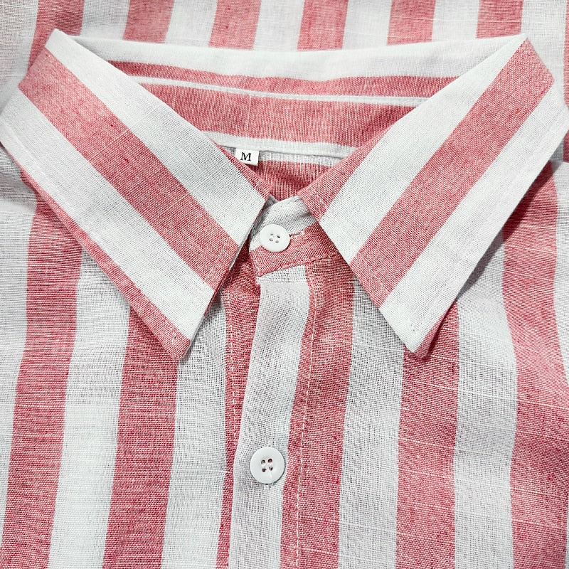 Men's Striped Cotton-Linen Shirt-Shirt-Azzella London