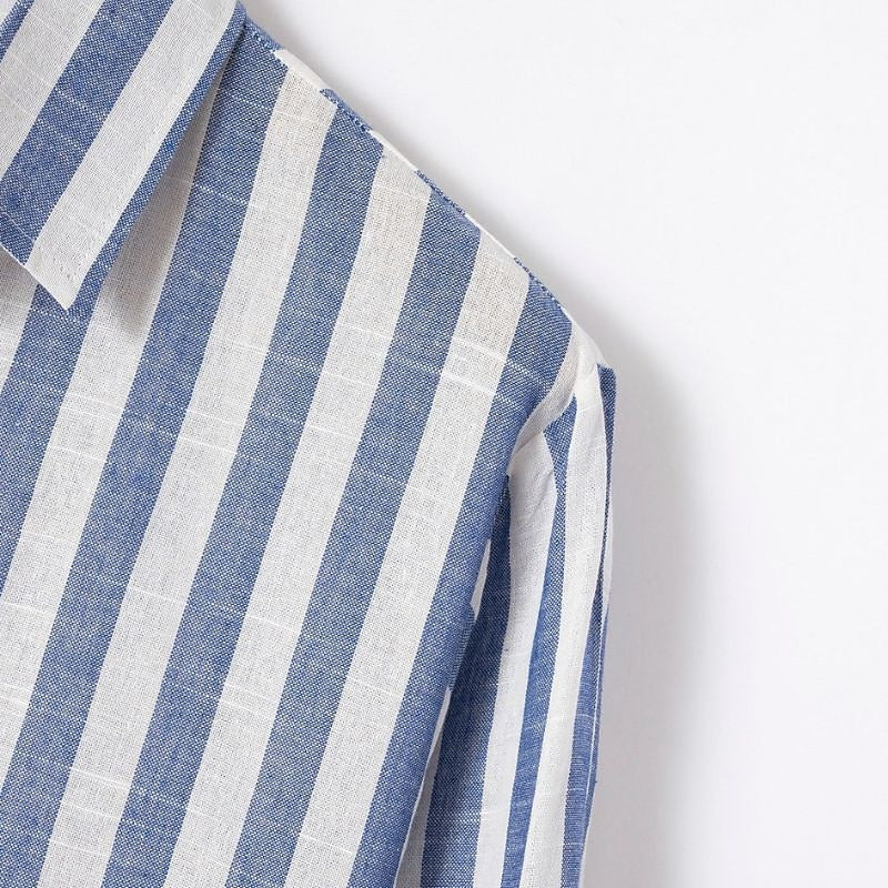 Men's Striped Cotton-Linen Shirt-Shirt-Azzella London