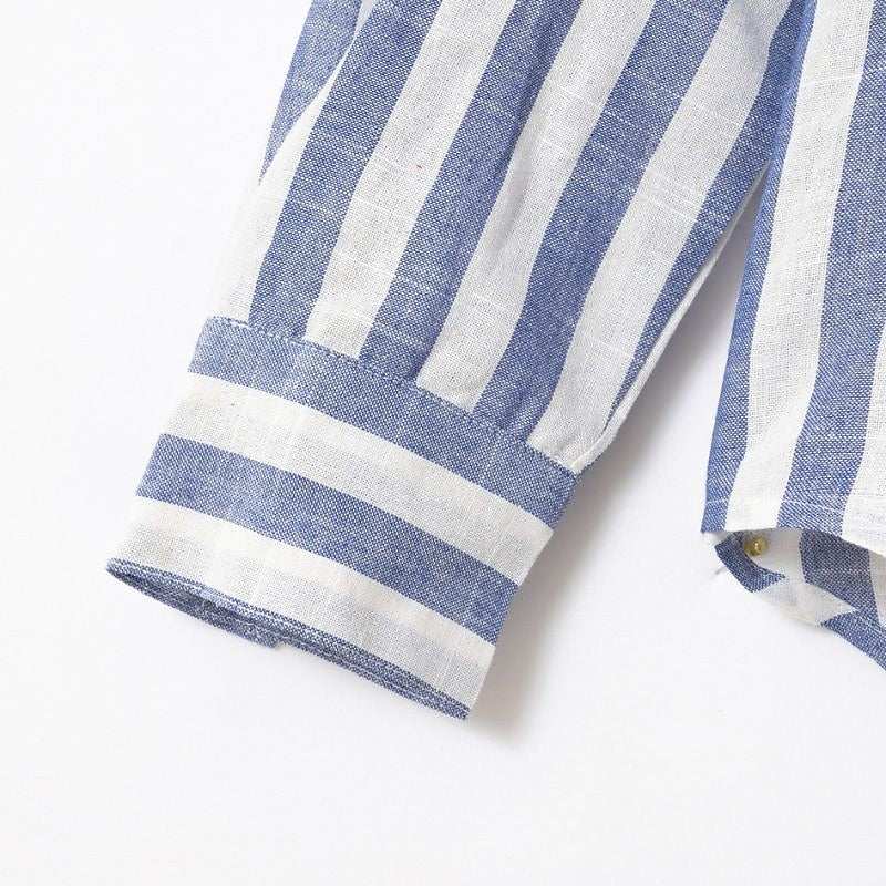 Men's Striped Cotton-Linen Shirt-Shirt-Azzella London