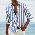 Men's Striped Cotton-Linen Shirt-Shirt-Azzella London