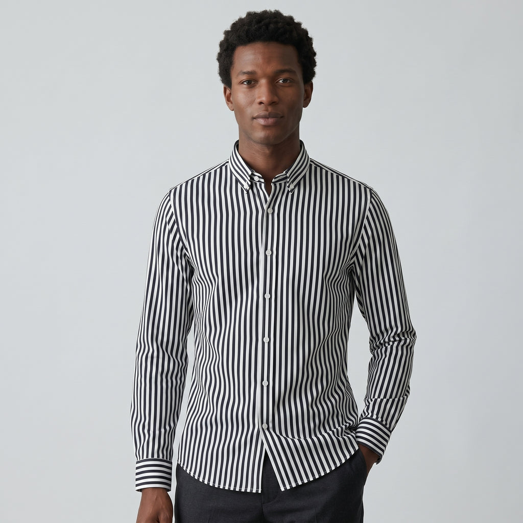 Men's Striped Cotton Summer Shirt-Azzella London