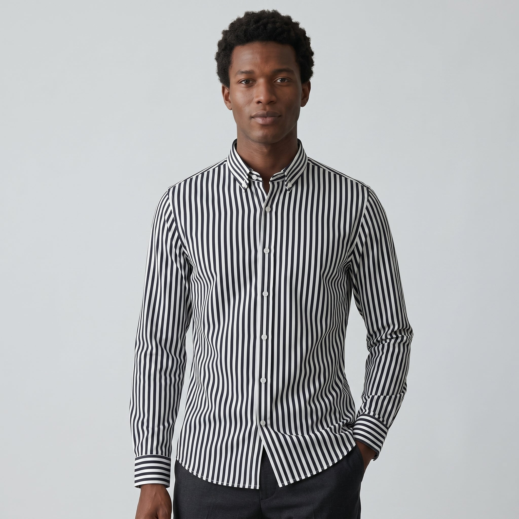 Men's Striped Cotton Summer Shirt-Azzella London