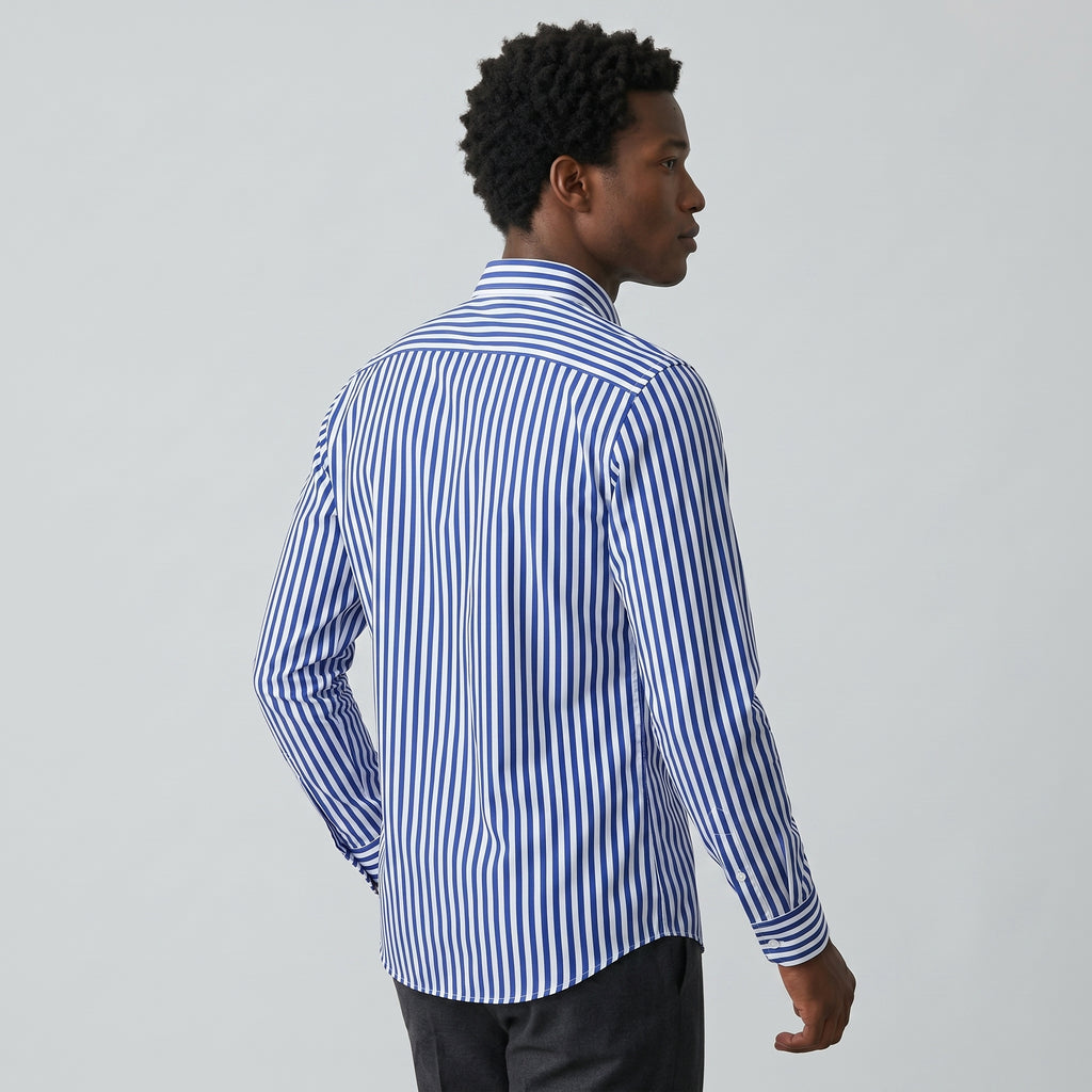 Men's Striped Cotton Summer Shirt-Azzella London