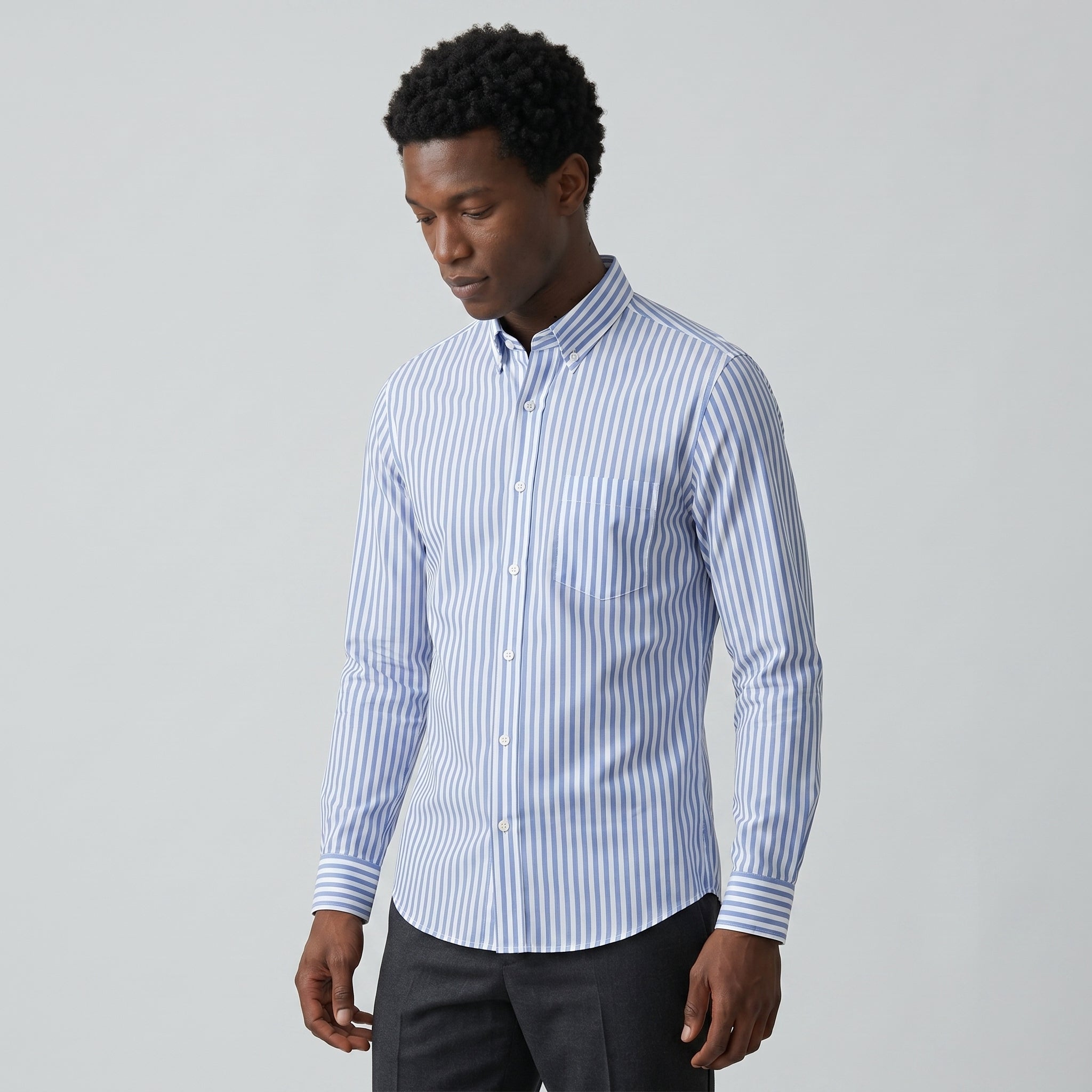 Men's Striped Cotton Summer Shirt-Azzella London