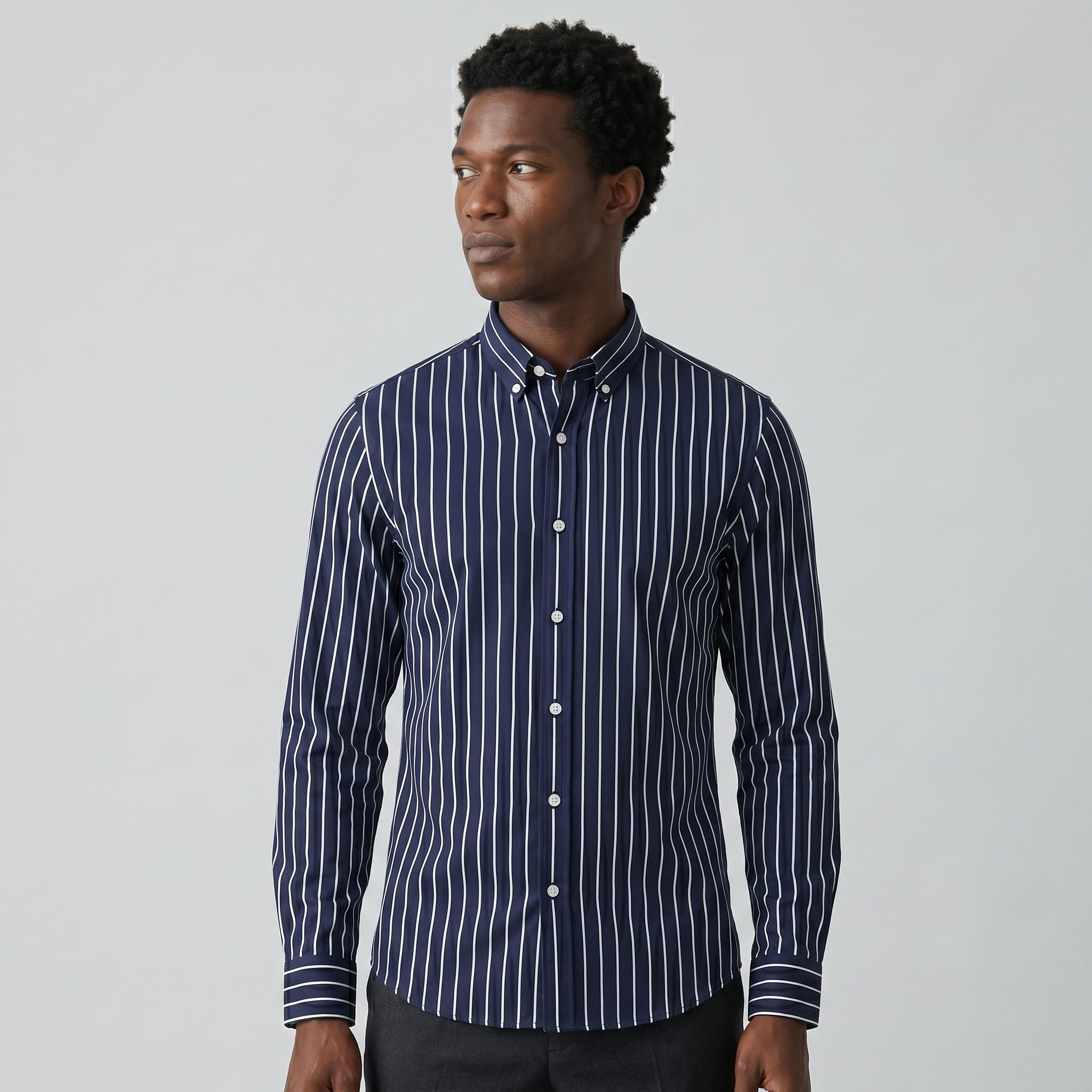 Men's Striped Cotton Summer Shirt-Azzella London