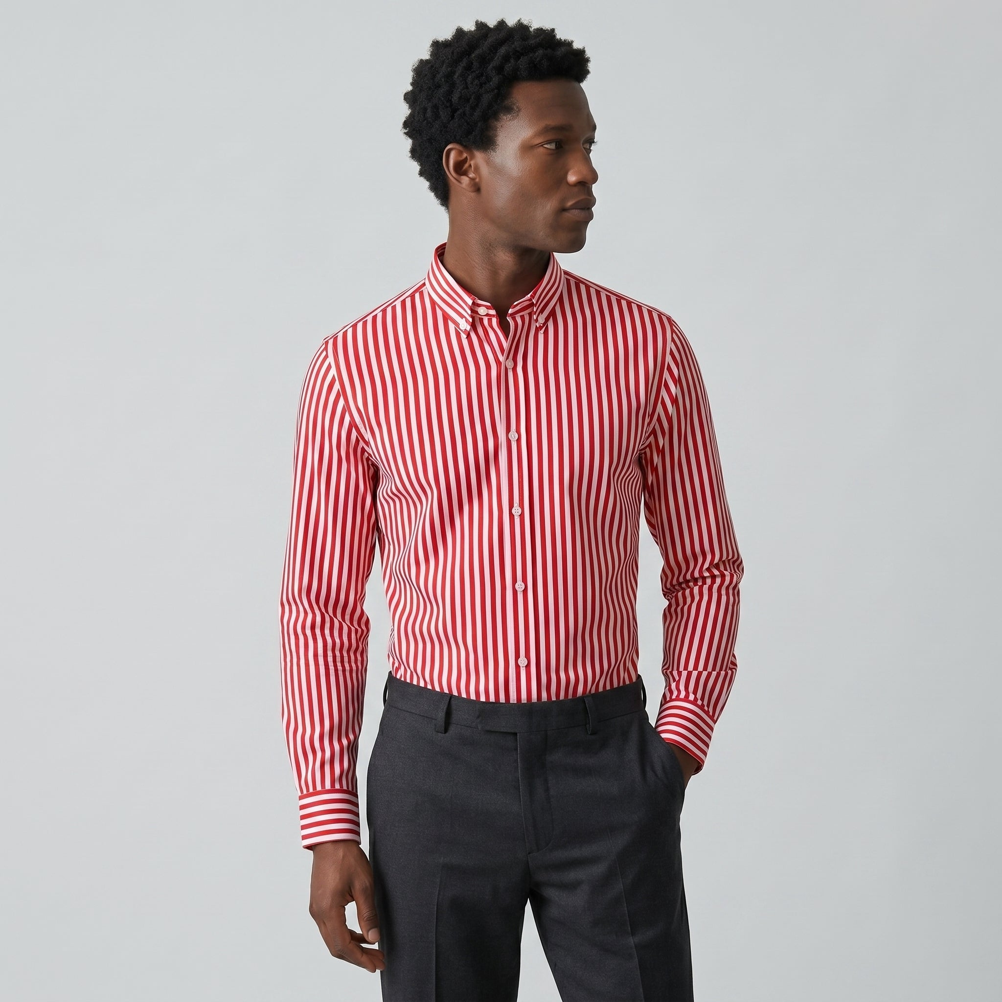 Men's Striped Cotton Summer Shirt-Azzella London