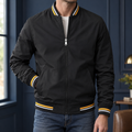 Men's Striped Ribbed Varsity Jacket-Azzella London