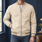 Men's Striped Ribbed Varsity Jacket-Azzella London