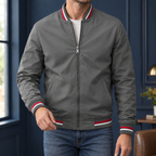 Men's Striped Ribbed Varsity Jacket-Azzella London