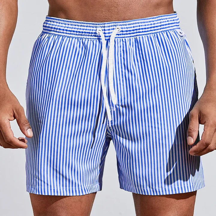 Men's Striped Swim Shorts-Swimwear-Azzella London