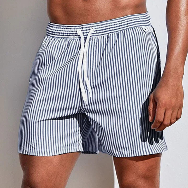 Men's Striped Swim Shorts-Swimwear-Azzella London