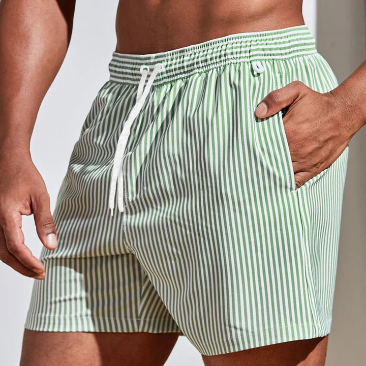 Men's Striped Swim Shorts-Swimwear-Azzella London