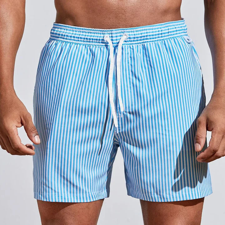 Men's Striped Swim Shorts-Swimwear-Azzella London
