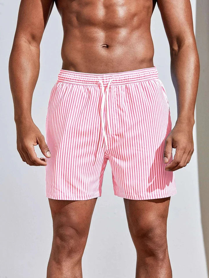 Men's Striped Swim Shorts-Swimwear-Azzella London