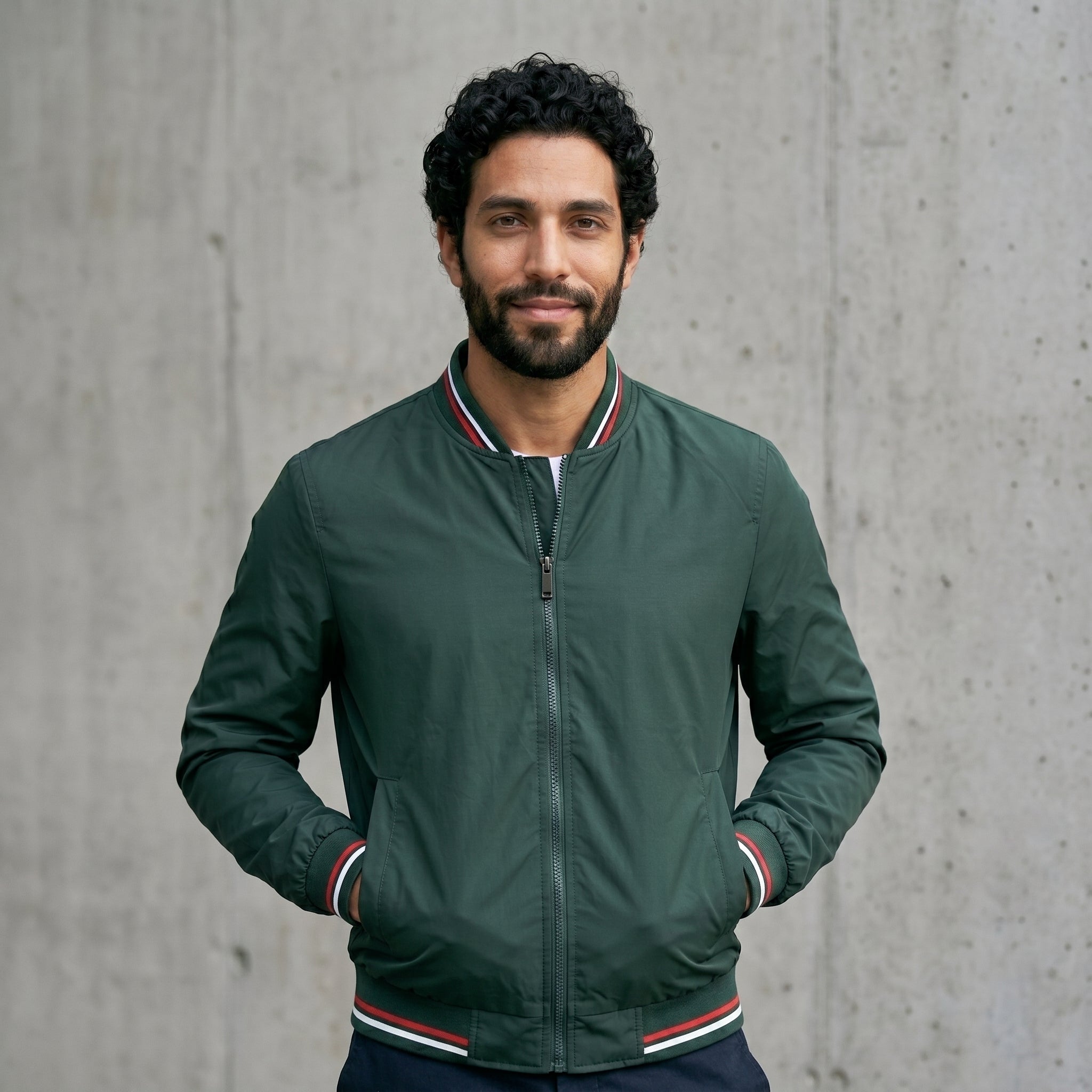 Men's Striped-Trim Bomber Jacket-Azzella London