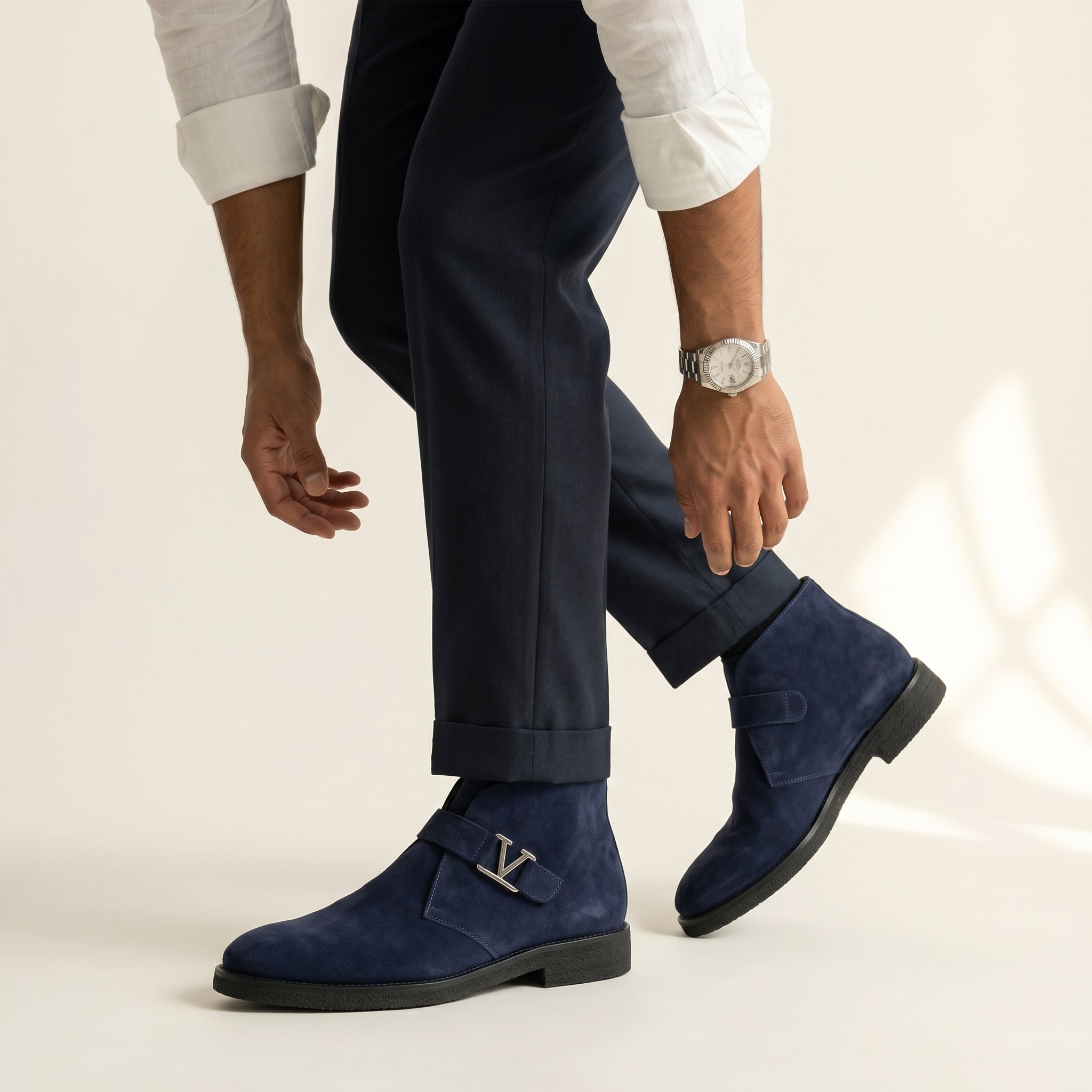 Men's Suede Bit Loafers-Azzella London