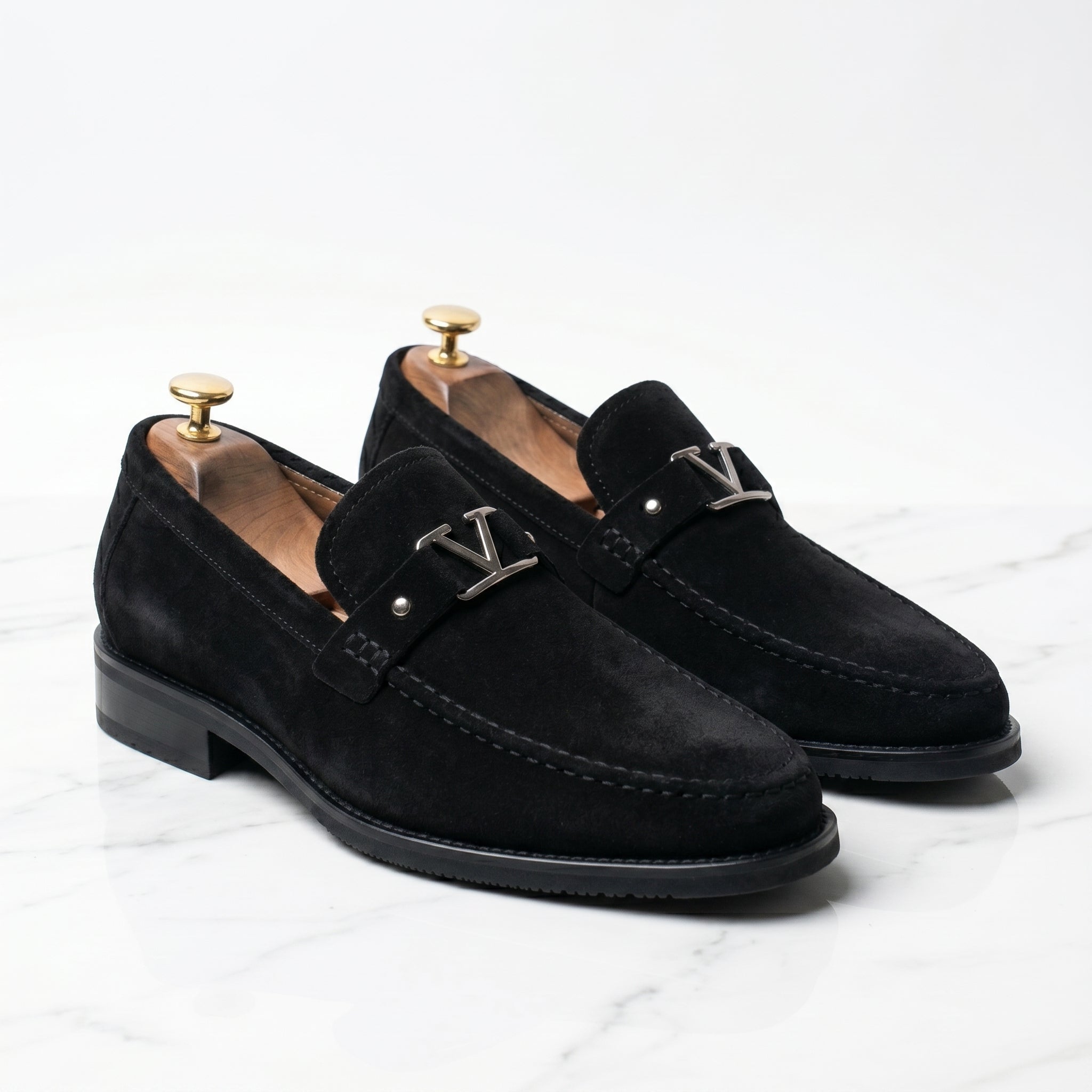 Men's Suede Bit Loafers-Azzella London