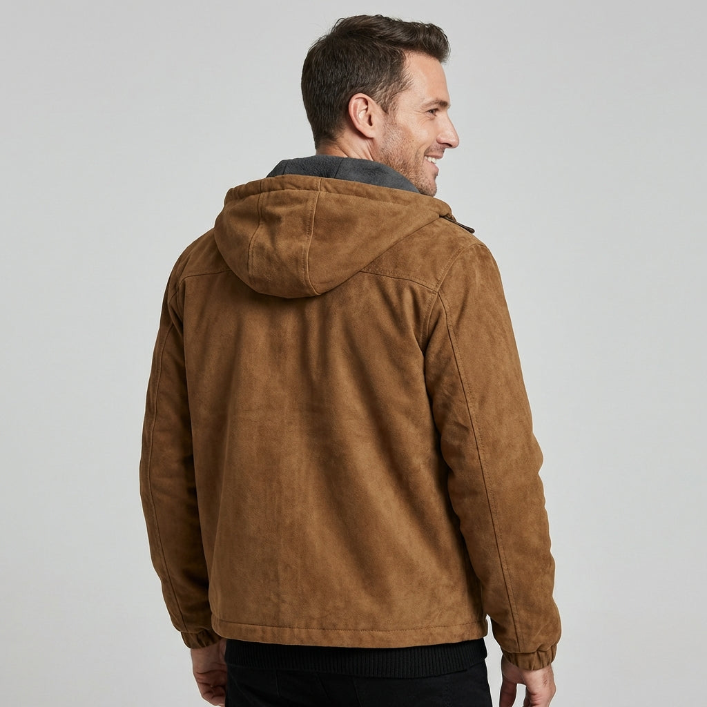 Men's Suede Hooded Jacket-Azzella London