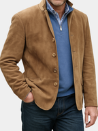 Men's Suede Style Button Jacket-Jacket-Azzella London