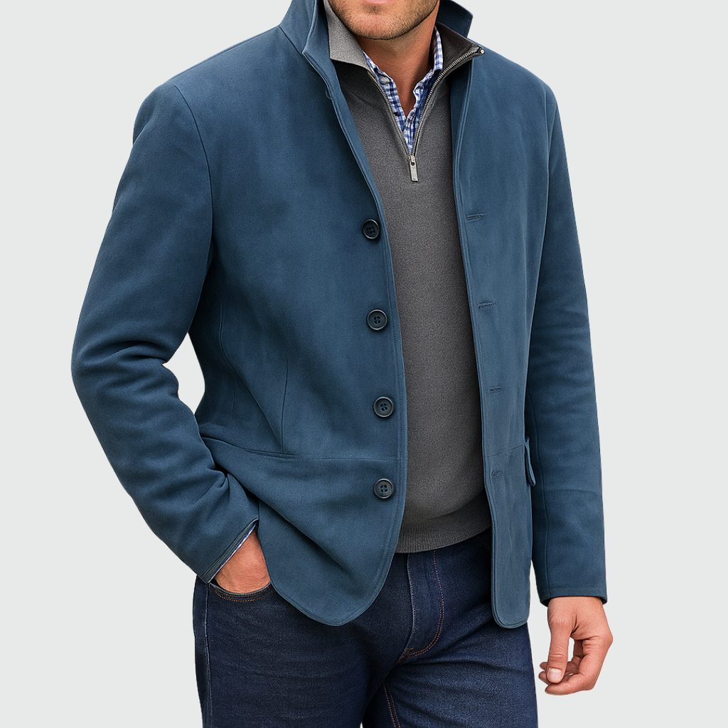Men's Suede Style Button Jacket-Jacket-Azzella London