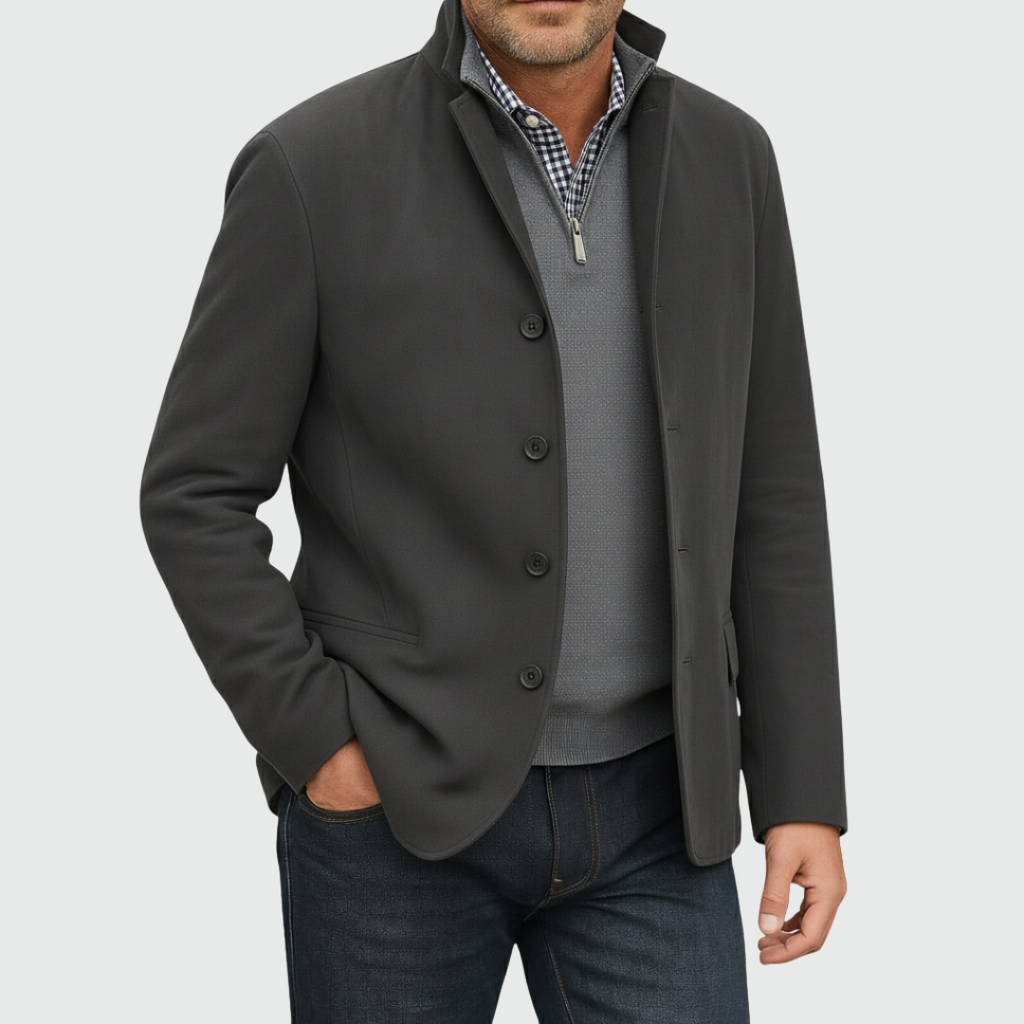 Men's Suede Style Button Jacket-Jacket-Azzella London