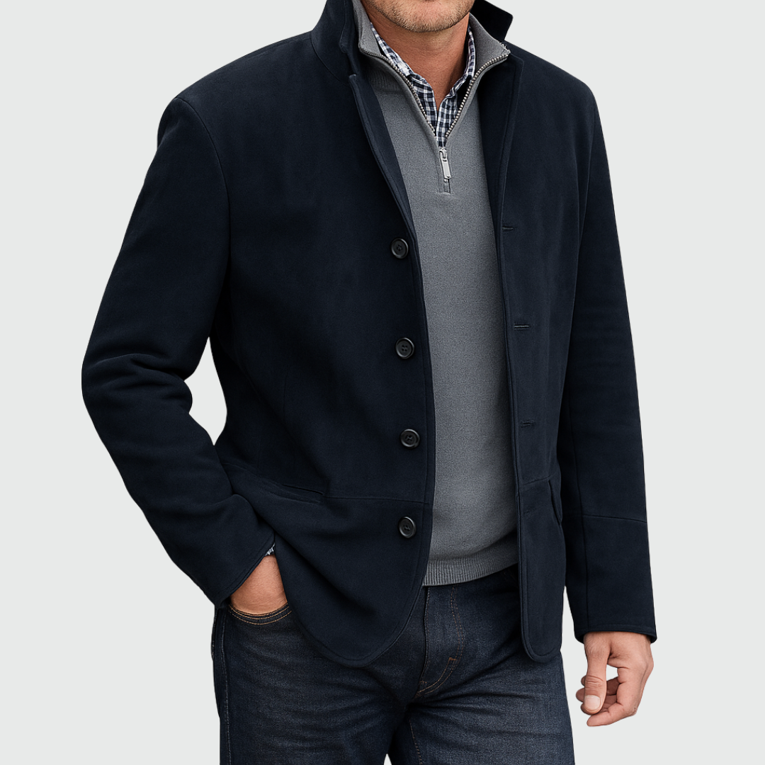 Men's Suede Style Button Jacket-Jacket-Azzella London