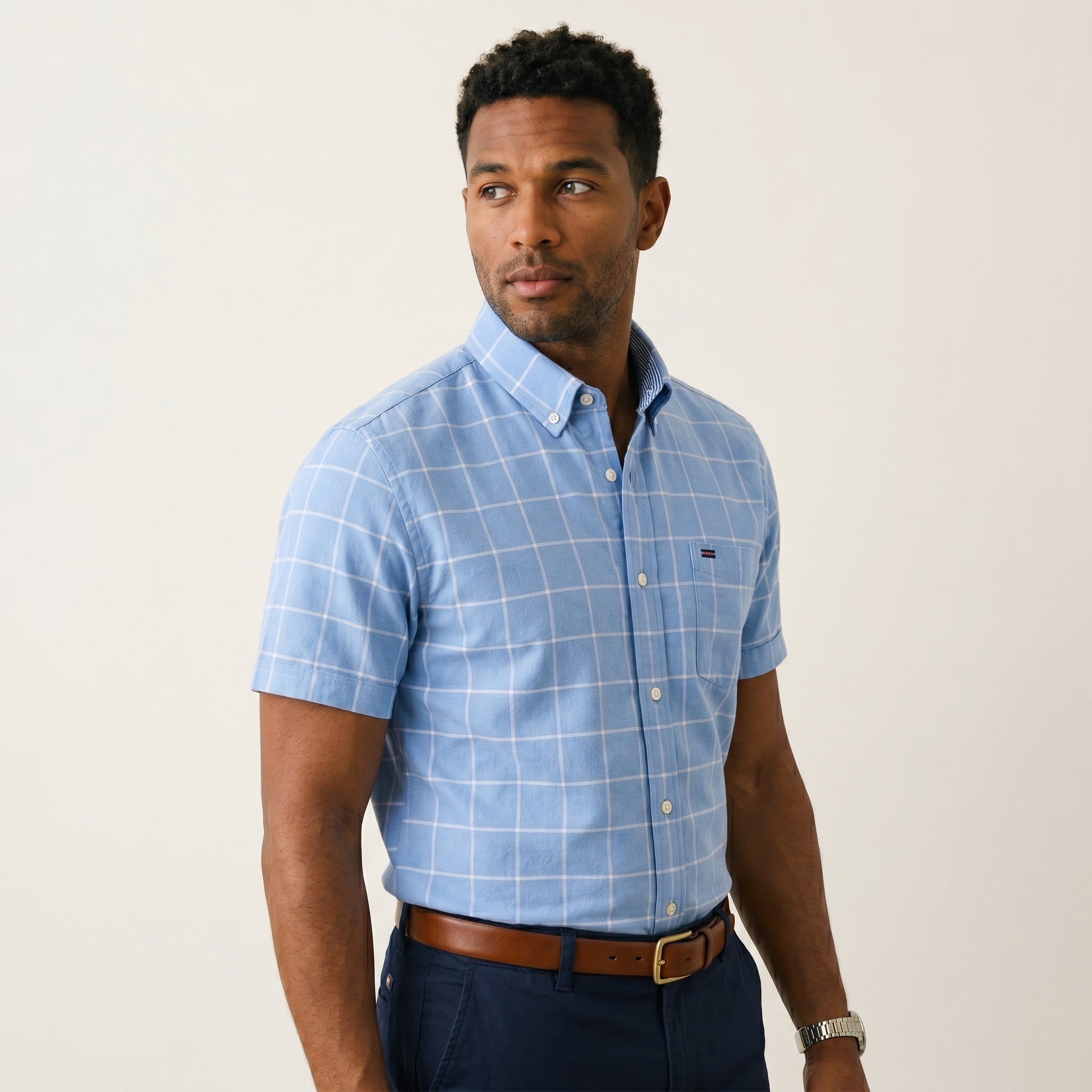 Men's Tailored Cotton Button-Up Shirt-Azzella London