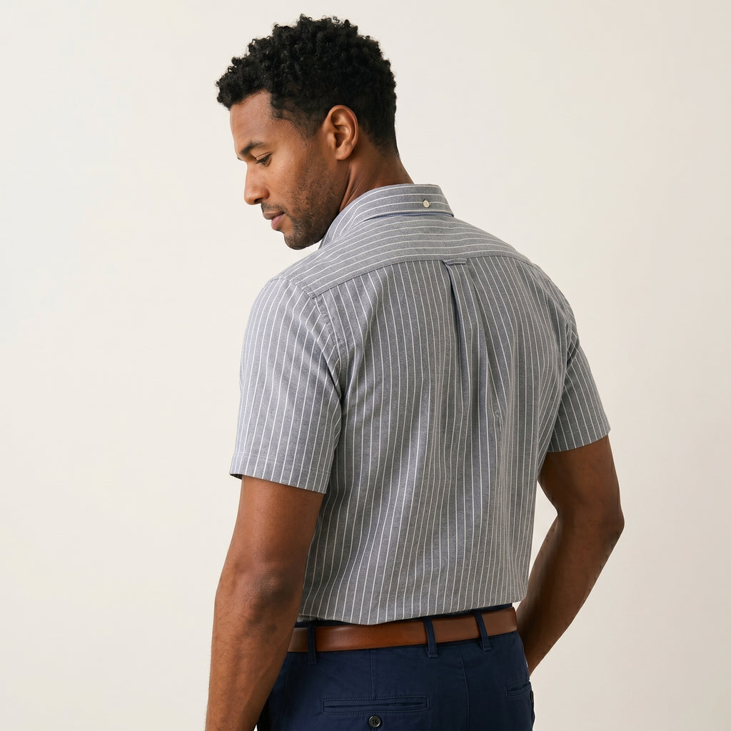 Men's Tailored Cotton Button-Up Shirt-Azzella London