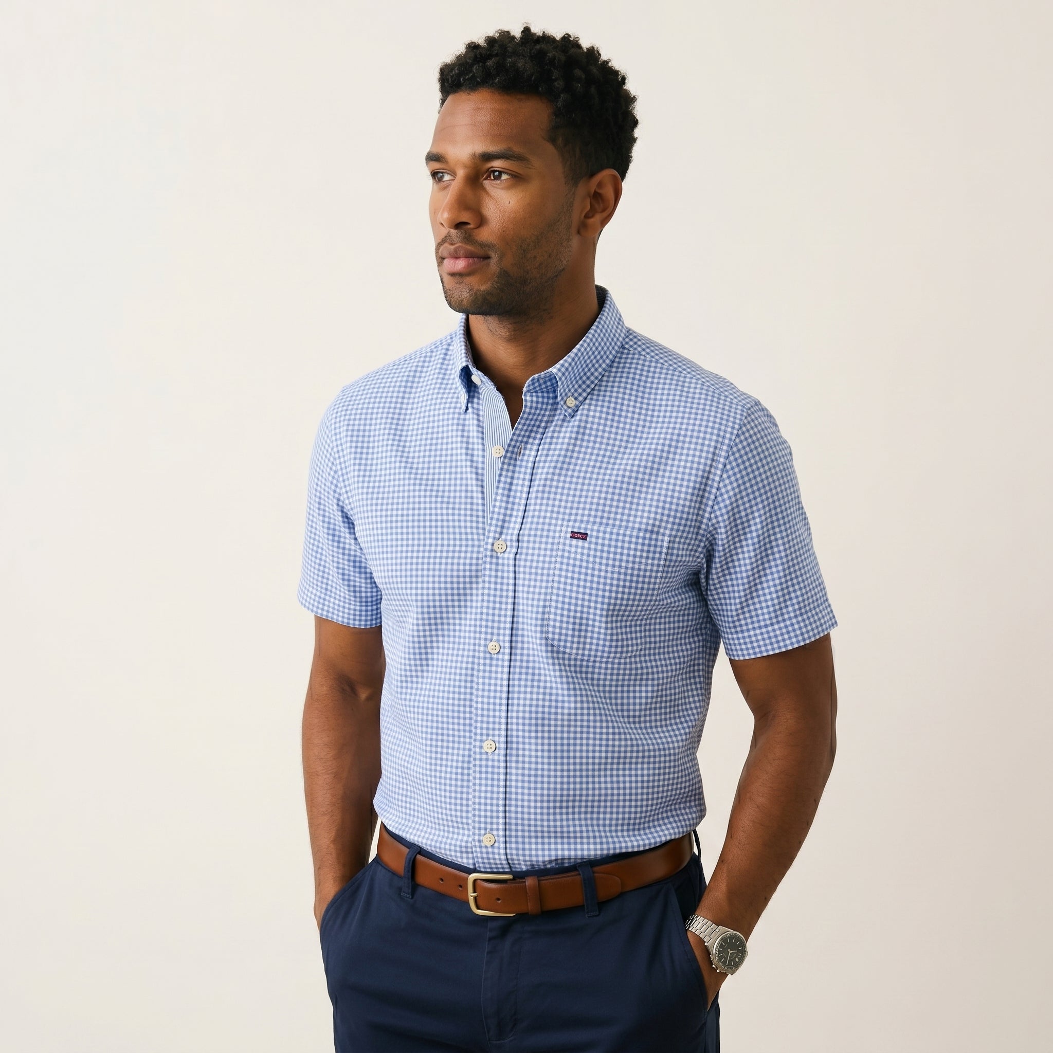 Men's Tailored Cotton Button-Up Shirt-Azzella London