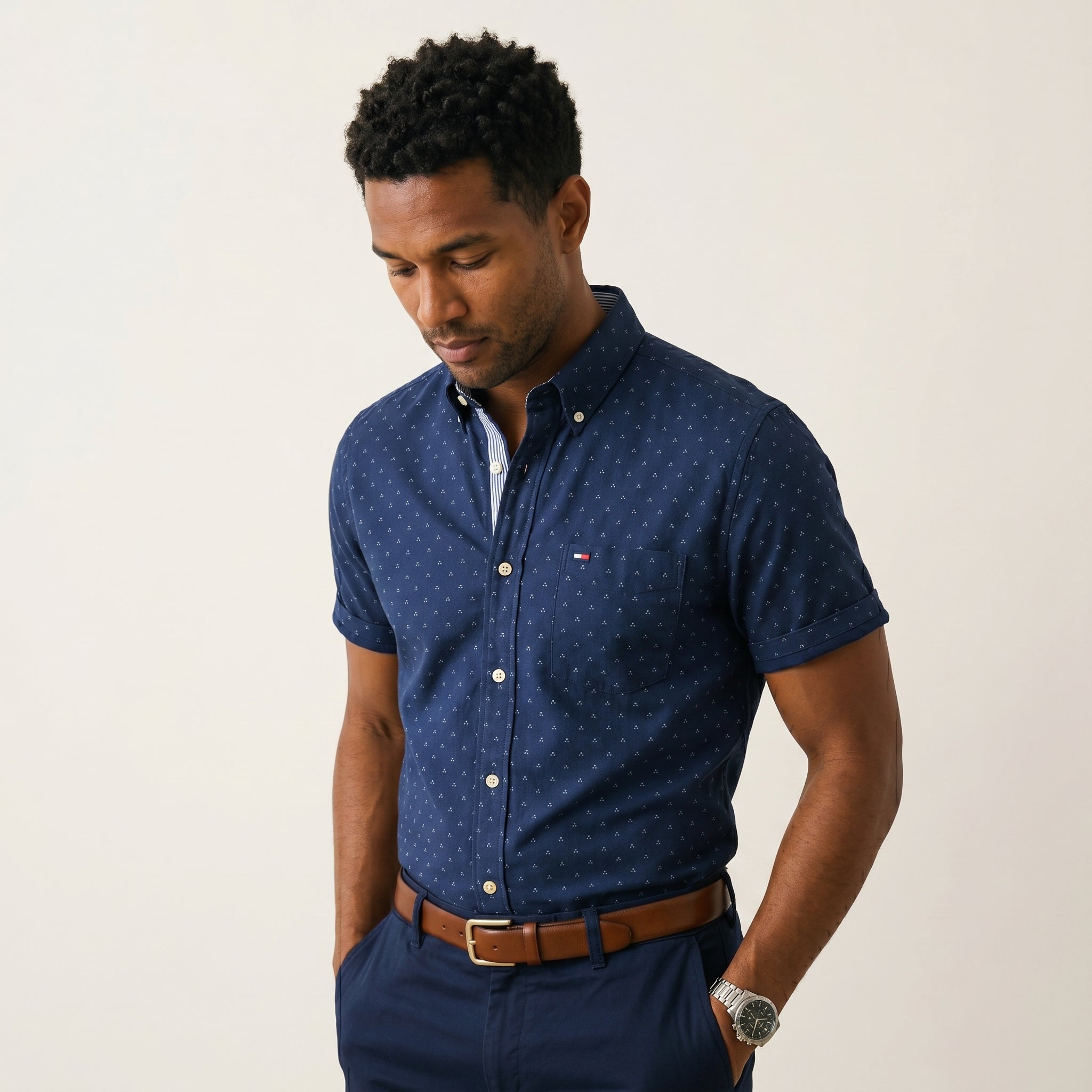 Men's Tailored Cotton Button-Up Shirt-Azzella London