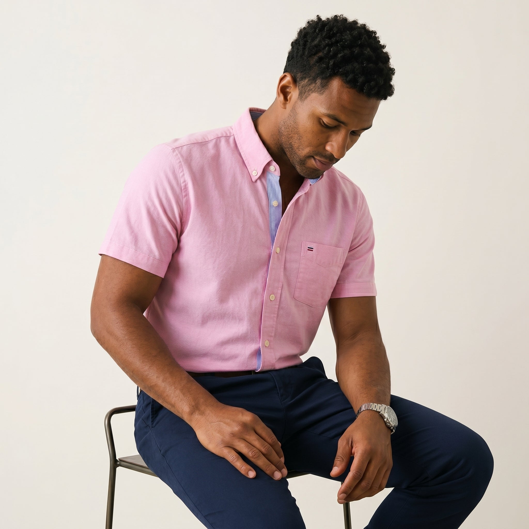 Men's Tailored Cotton Button-Up Shirt-Azzella London