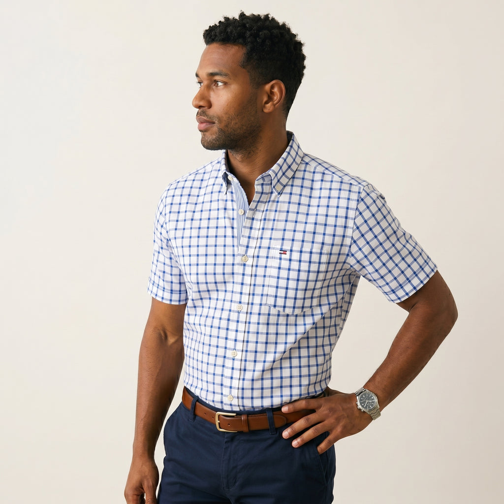 Men's Tailored Cotton Button-Up Shirt-Azzella London