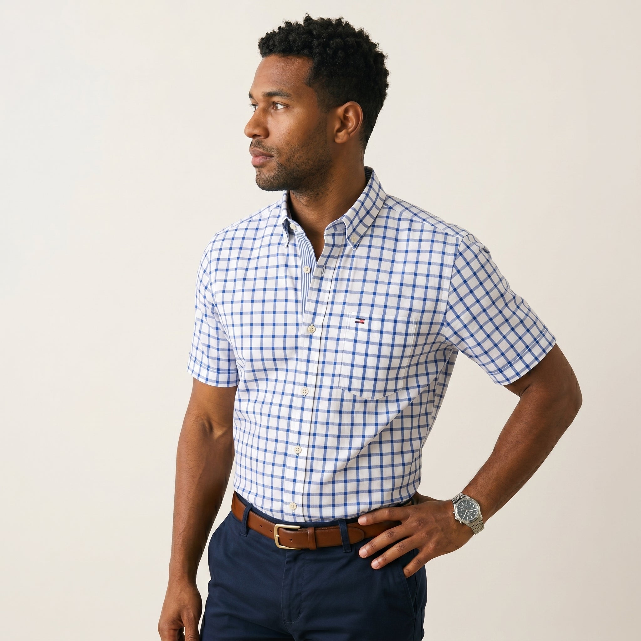 Men's Tailored Cotton Button-Up Shirt-Azzella London