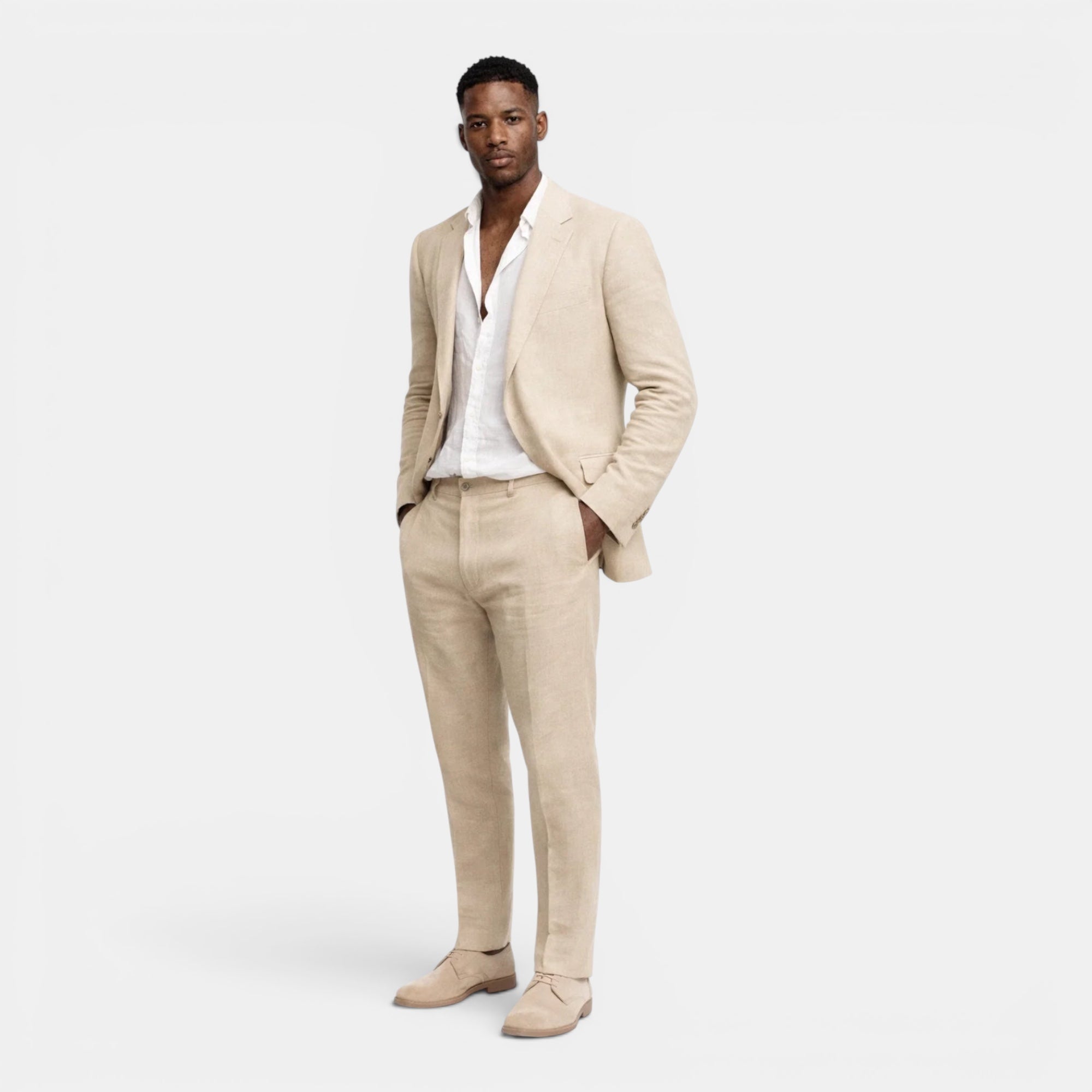 Men's Tailored Linen Suit Set-Suit-Azzella London