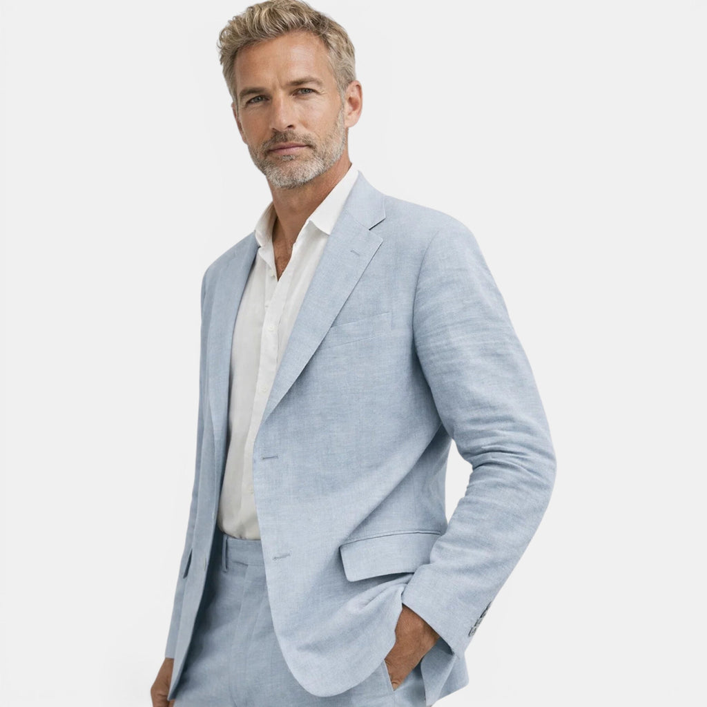 Men's Tailored Linen Suit Set-Suit-Azzella London