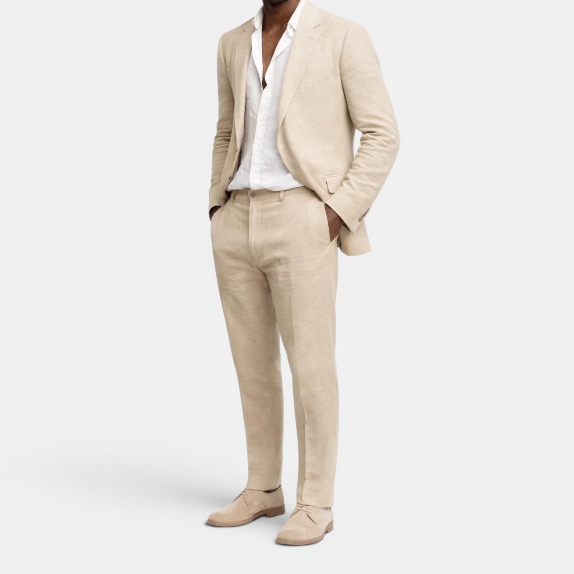 Men's Tailored Linen Suit Set-Suit-Azzella London