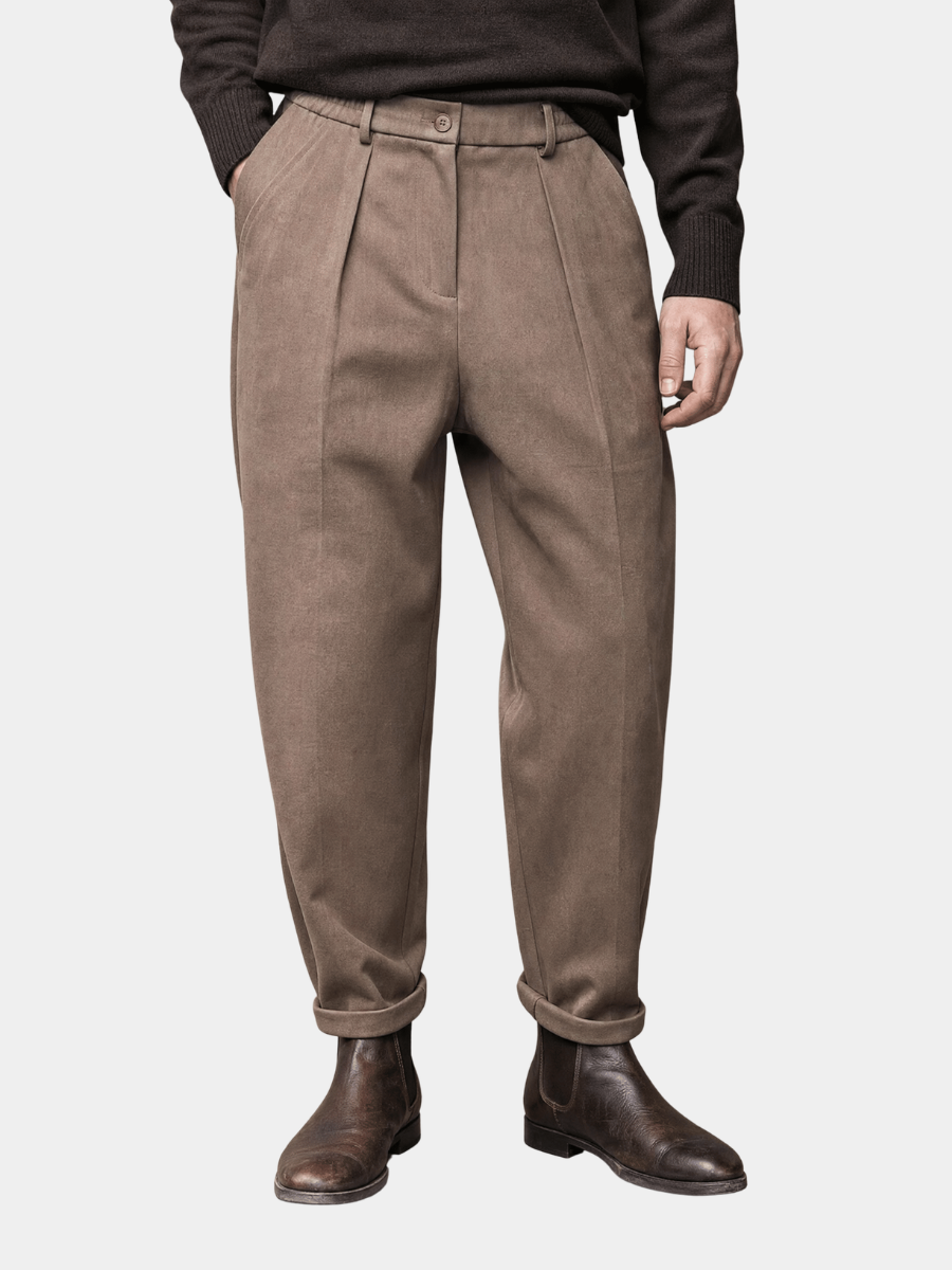Men's Tapered Wool Blend Trousers-Trousers-Azzella London