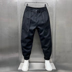Men's Tapered Wool Blend Trousers-Trousers-Azzella London