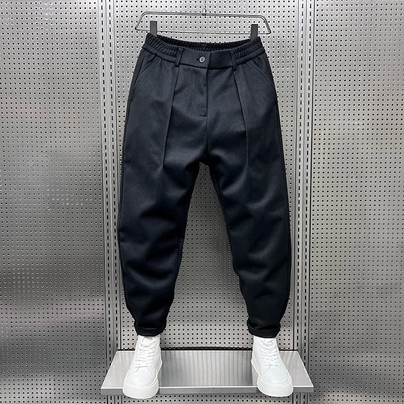Men's Tapered Wool Blend Trousers-Trousers-Azzella London