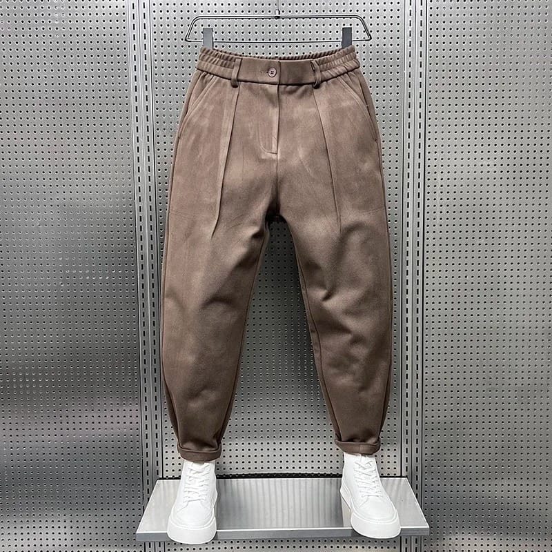 Men's Tapered Wool Blend Trousers-Trousers-Azzella London