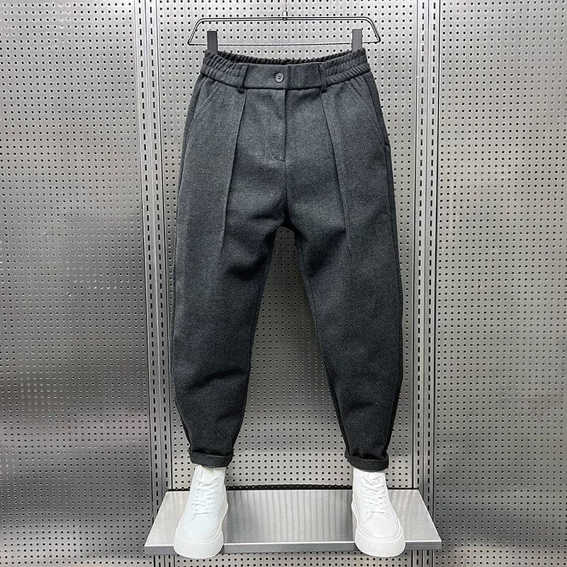 Men's Tapered Wool Blend Trousers-Trousers-Azzella London