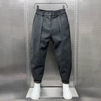 Men's Tapered Wool Blend Trousers-Trousers-Azzella London